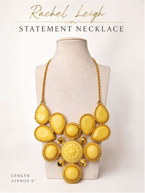 Rachel Leigh Yellow Gold Tone Statement Necklace Bib Necklace Bold Chunky Signed